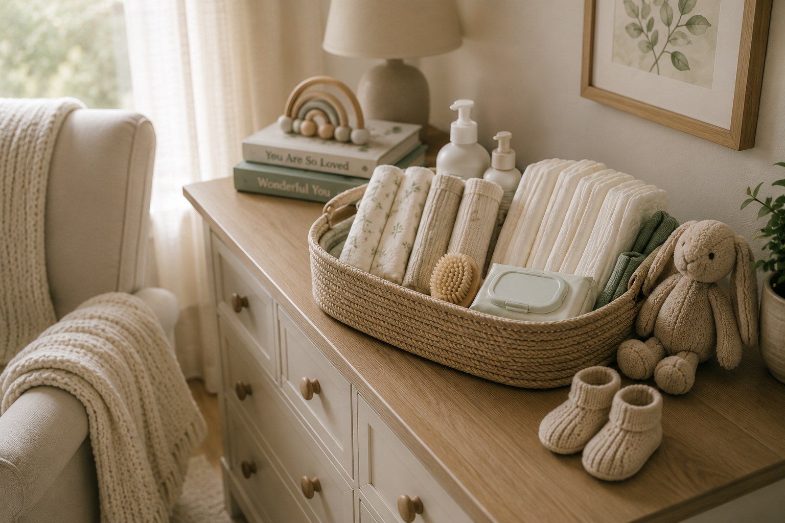 Cozy newborn twin nursery with bassinets and baby essentials